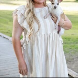 Karlie Cream Striped Mini Dress Bohemian Western Cotton